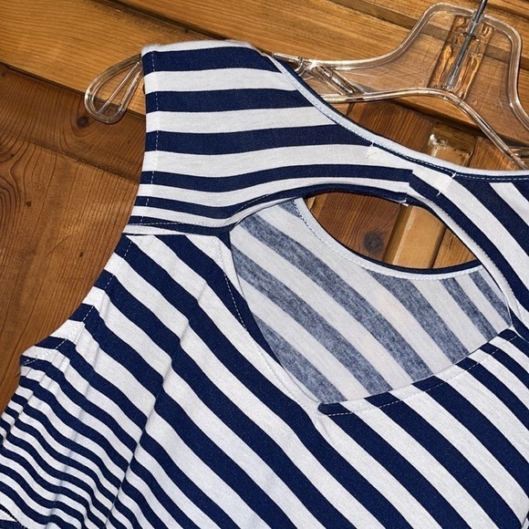 JohnPaulRichard Blue & White Striped Print Sleeveless Summer dress Sz. S - Picture 6 of 11